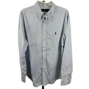 Polo Ralph Lauren Men's Size XL Blue Gingham Plaid Classic Fit Button Down Shirt